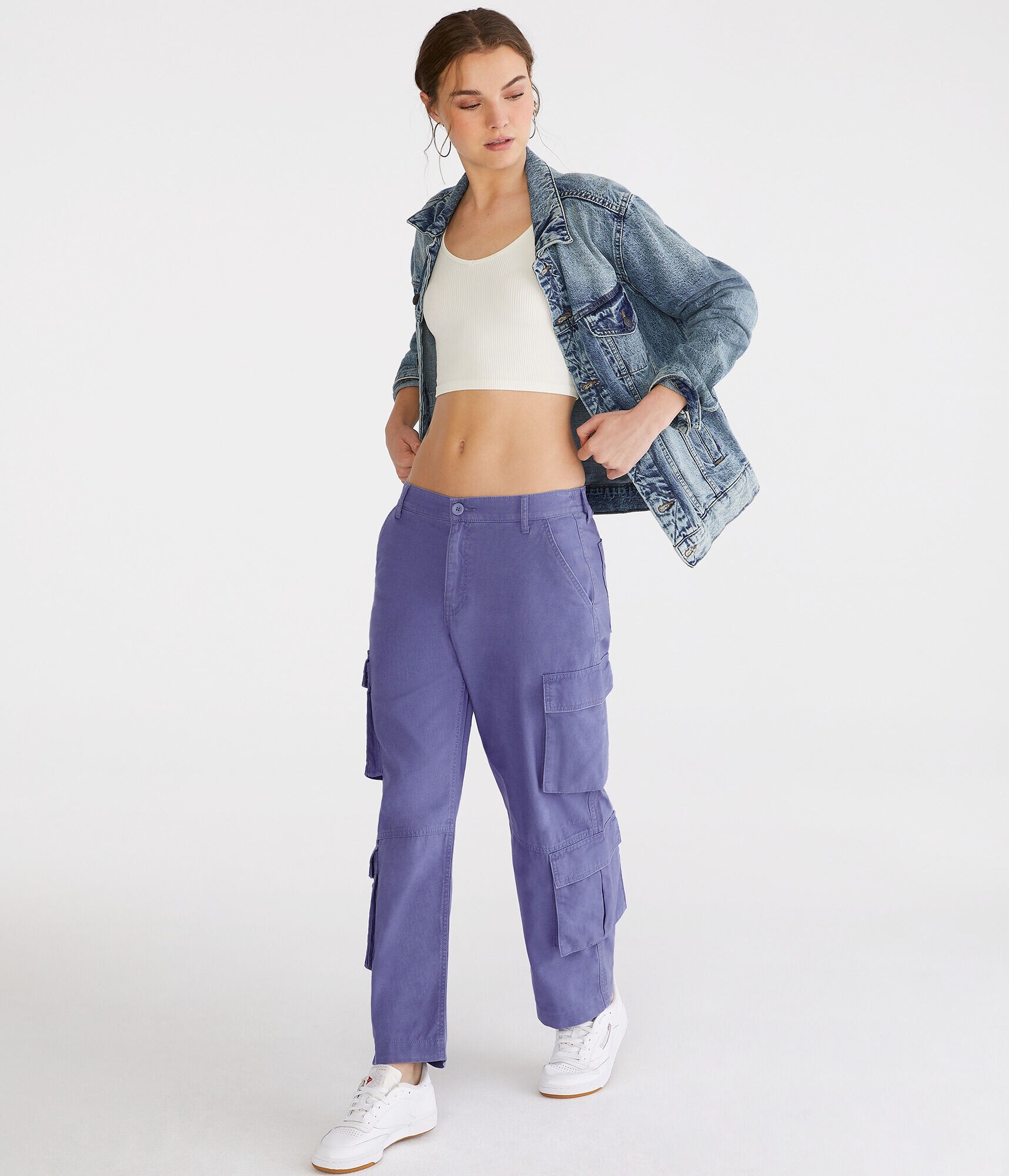 Double-Pocket Cropped Utility Cargo Pants