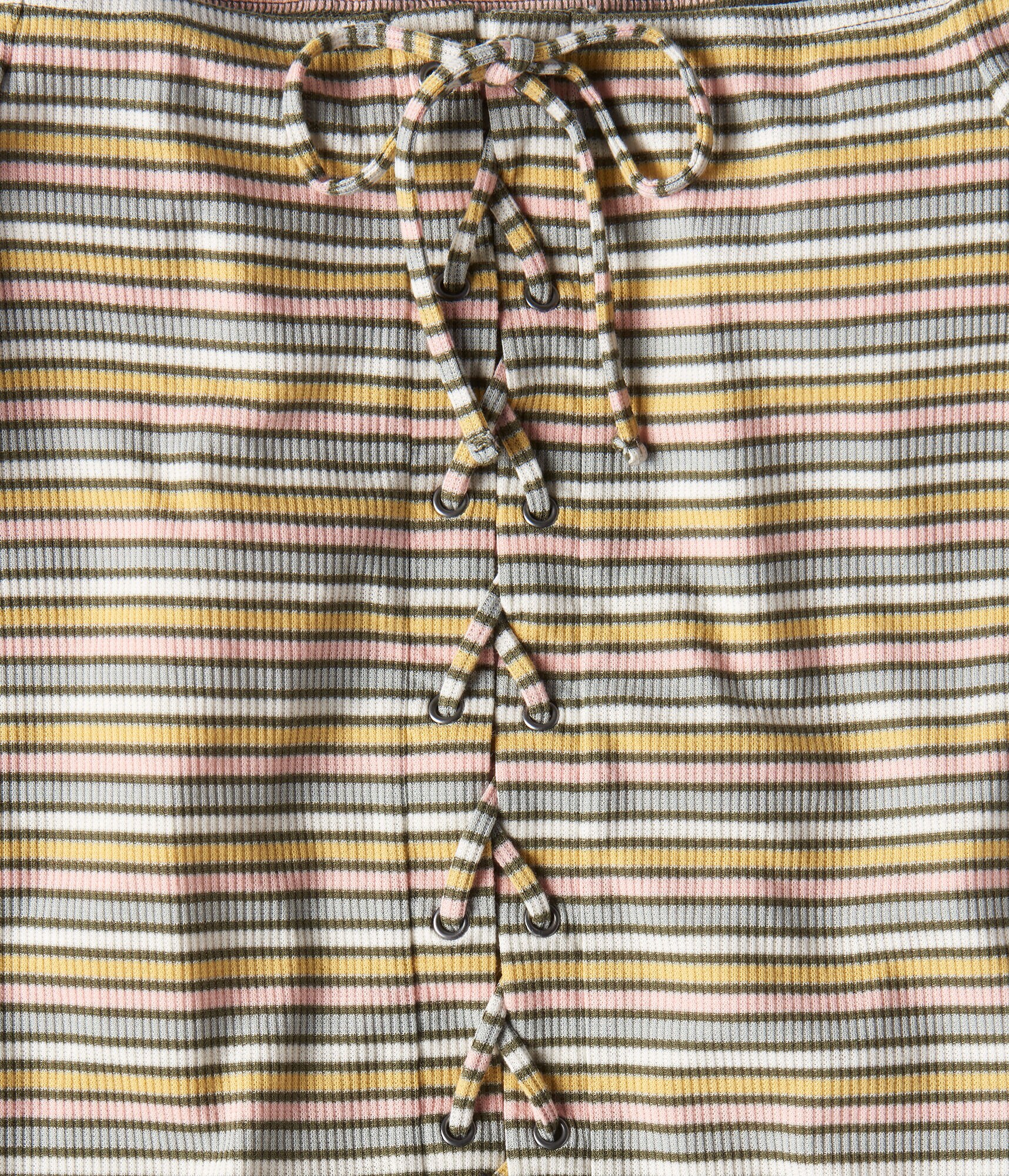 Long Sleeve Seriously Soft Striped Lace-Up Off-The-Shoulder Top