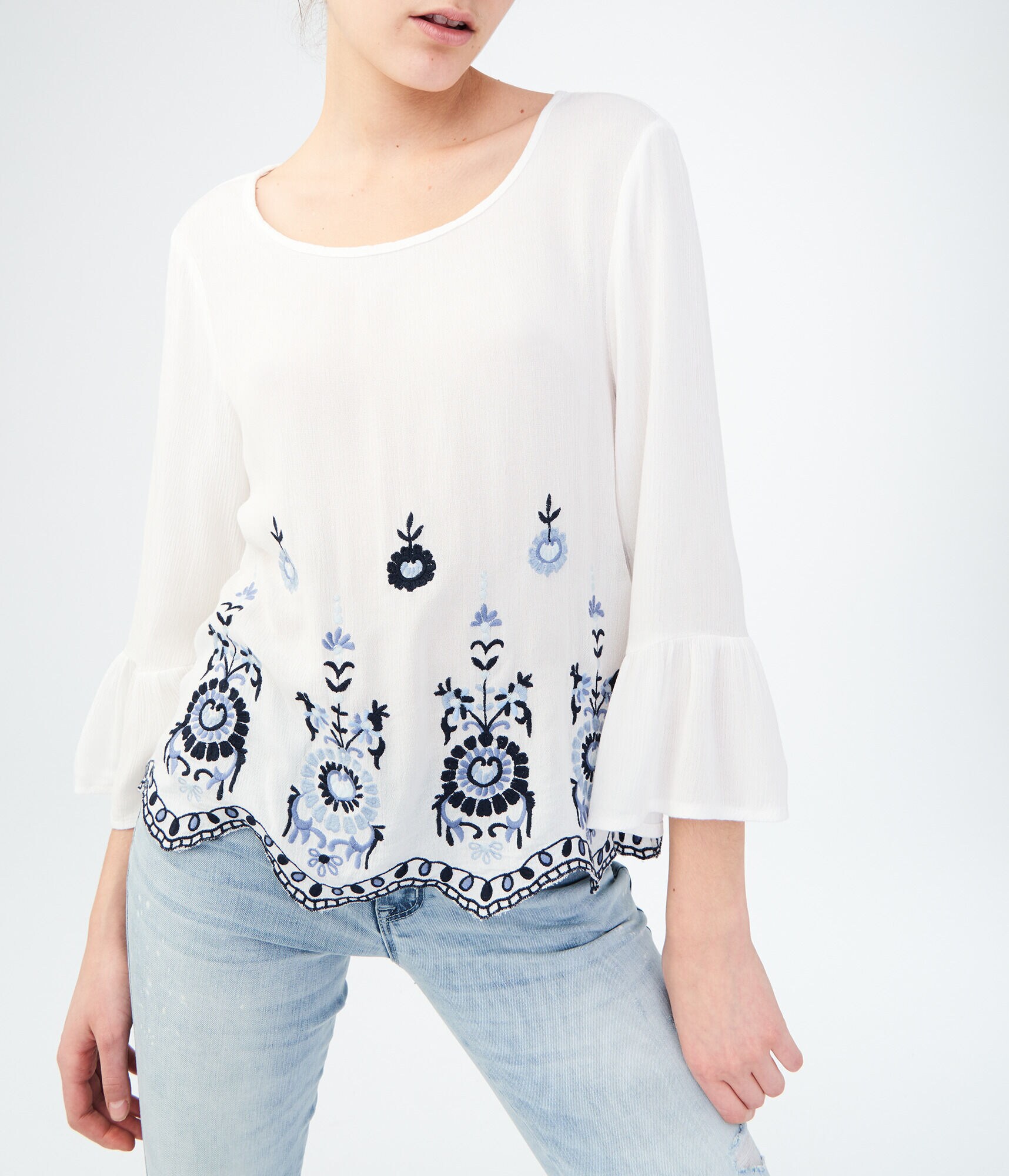 Long Sleeve Embroidered Top