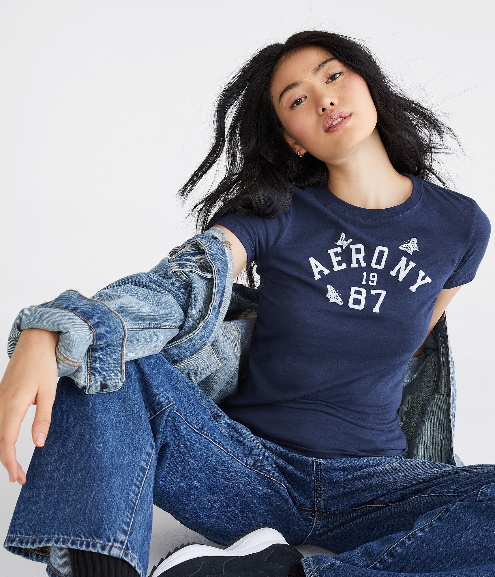 Aero NY Butterfly Flocked Graphic Tee