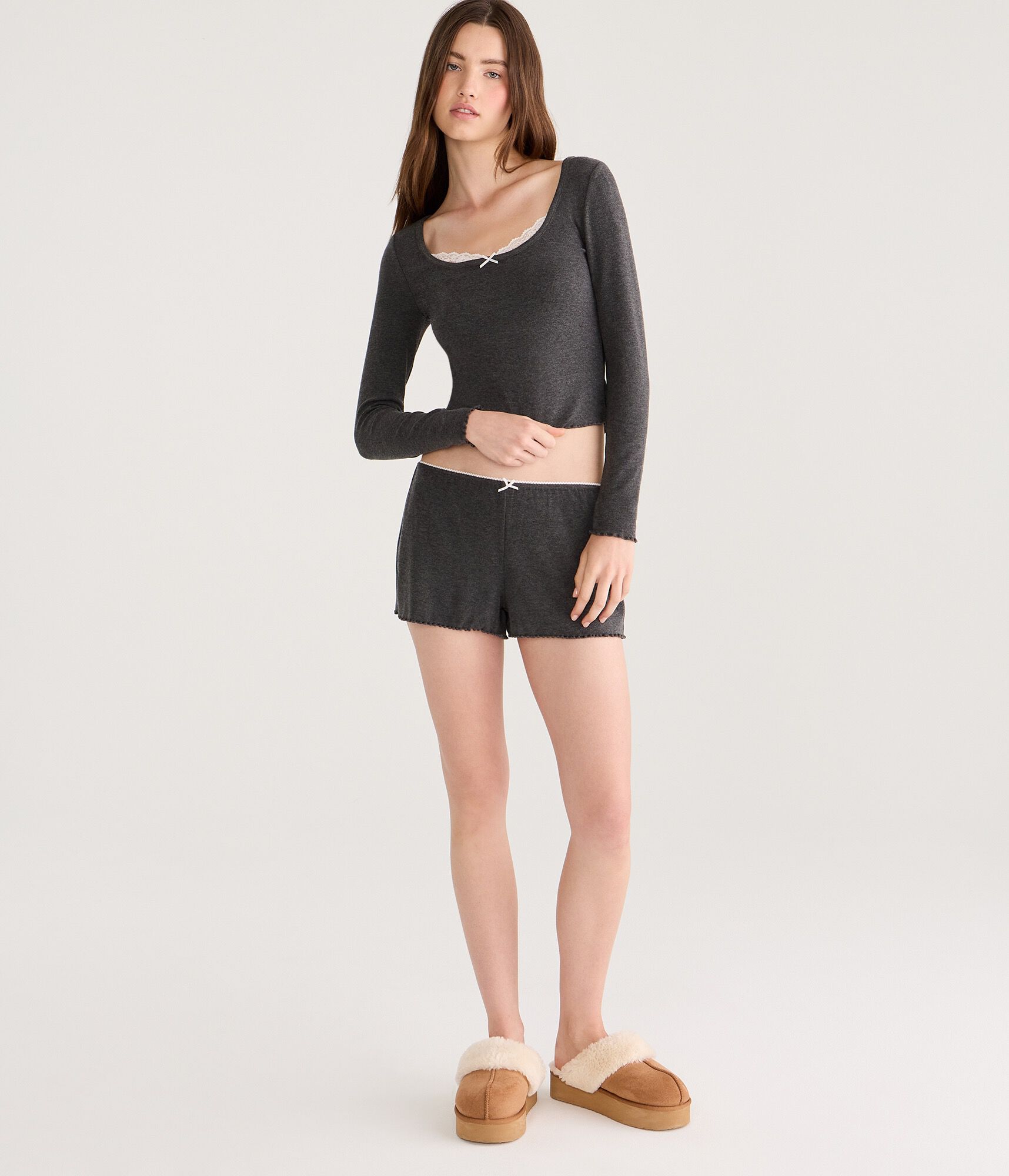 Low-Rise Lettuce-Edge Sleep Shorts