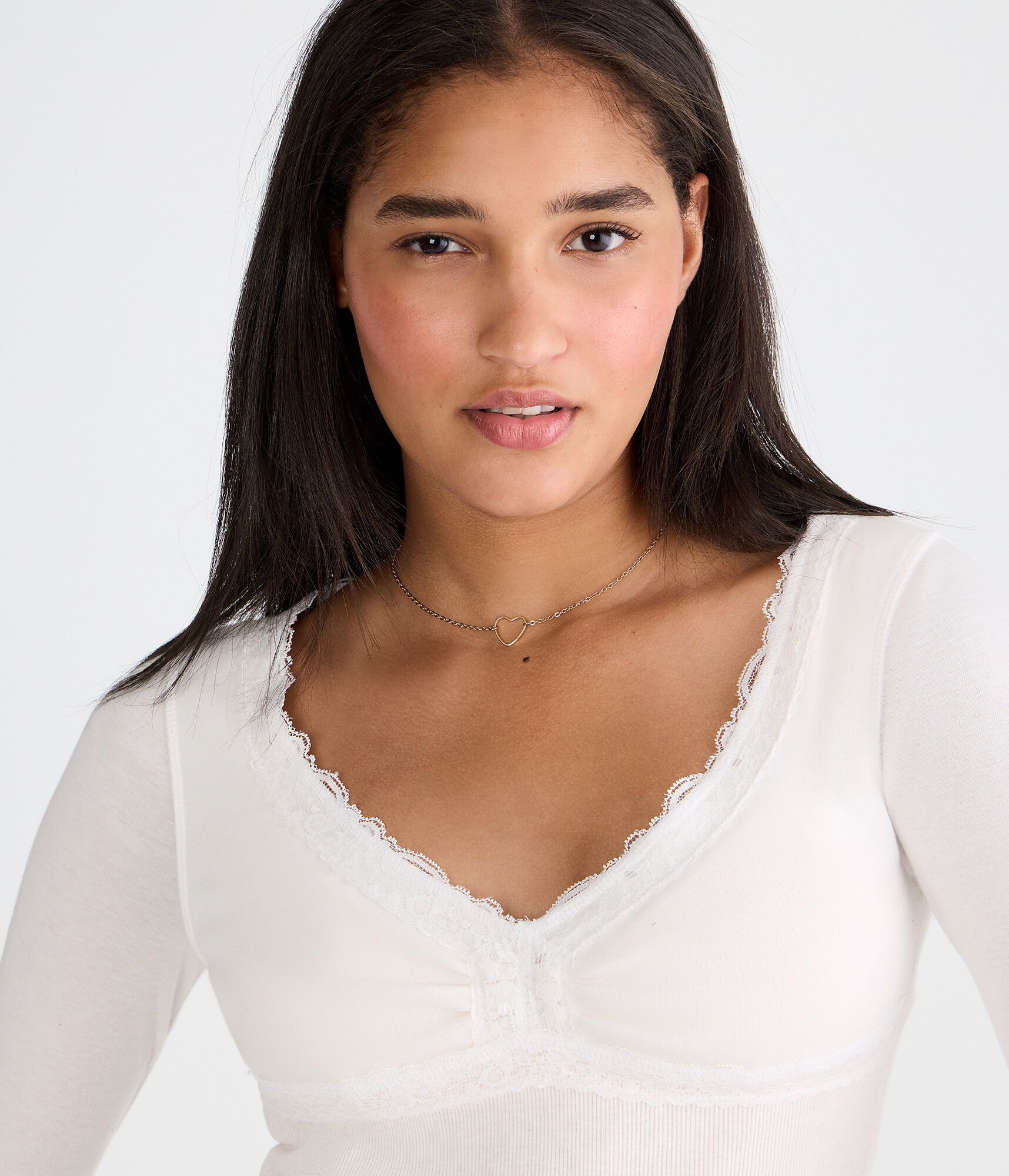 Long Sleeve Seriously Soft Y2K Lace V-Neck Tee
