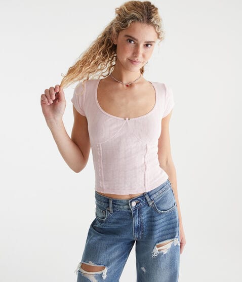 Pointelle Scoop-Neck Top Pointelle Scoop-Neck Top