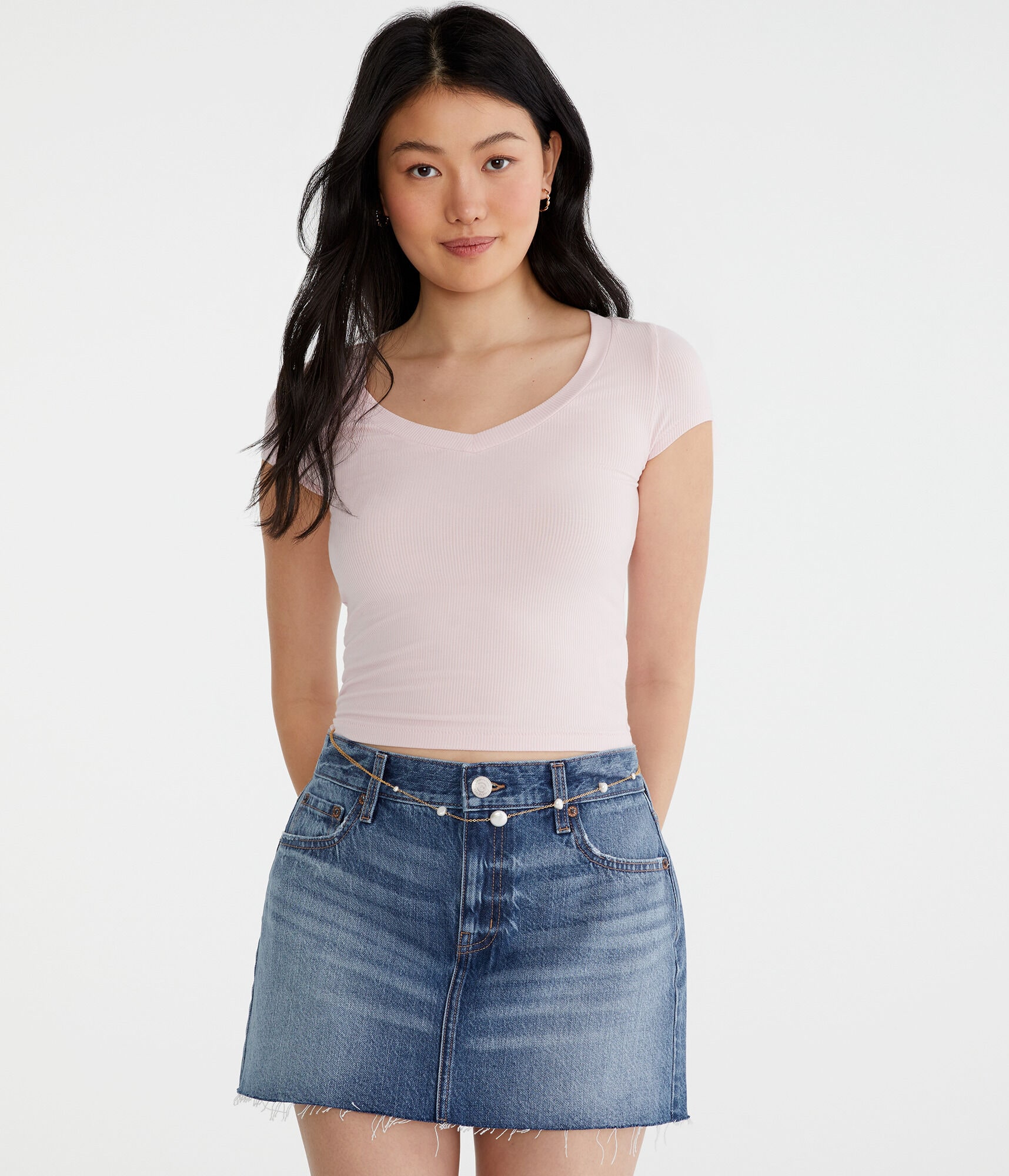 Seriously Soft Ribbed V-Neck Baby Tee