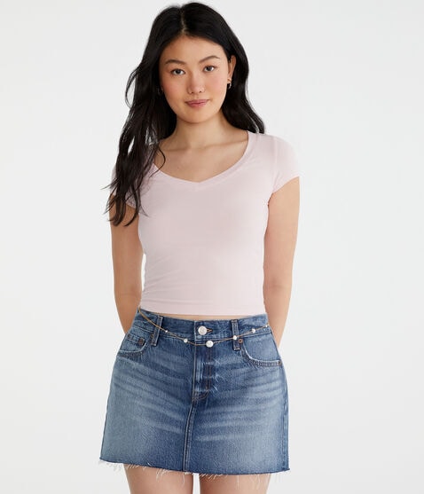 Seriously Soft Ribbed V-Neck Baby Tee Seriously Soft Ribbed V-Neck Baby Tee