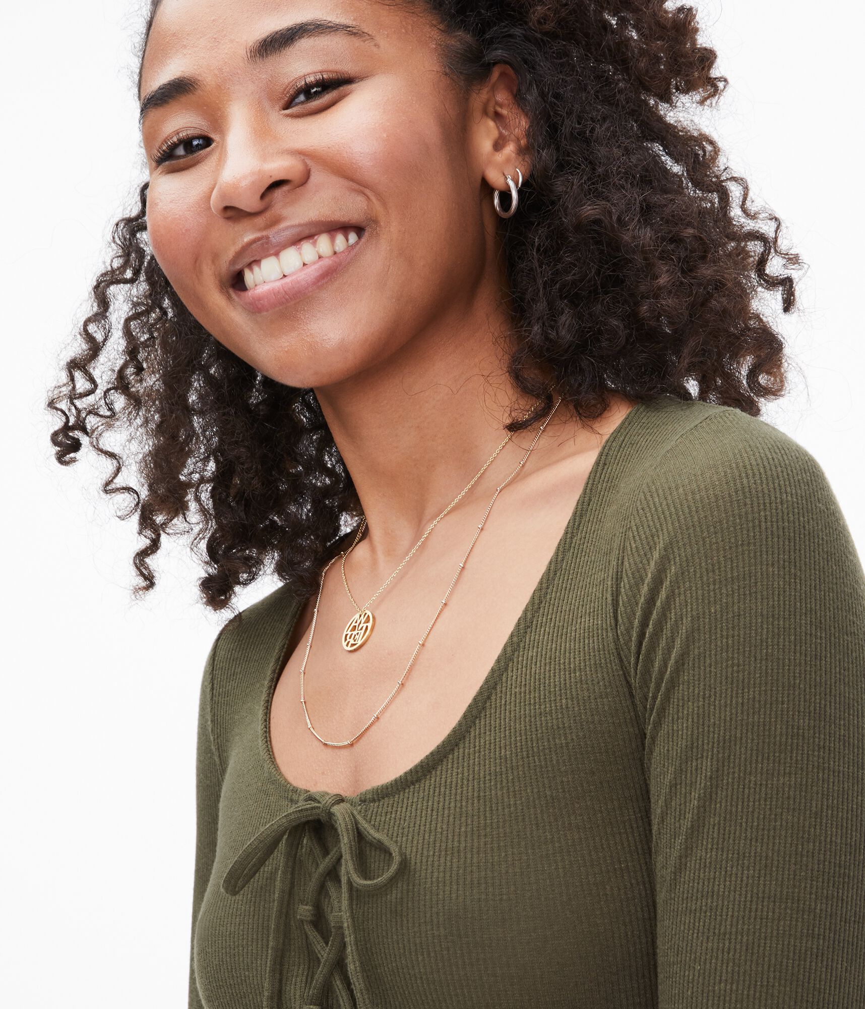 Long Sleeve Lace-Up Bodycon Top