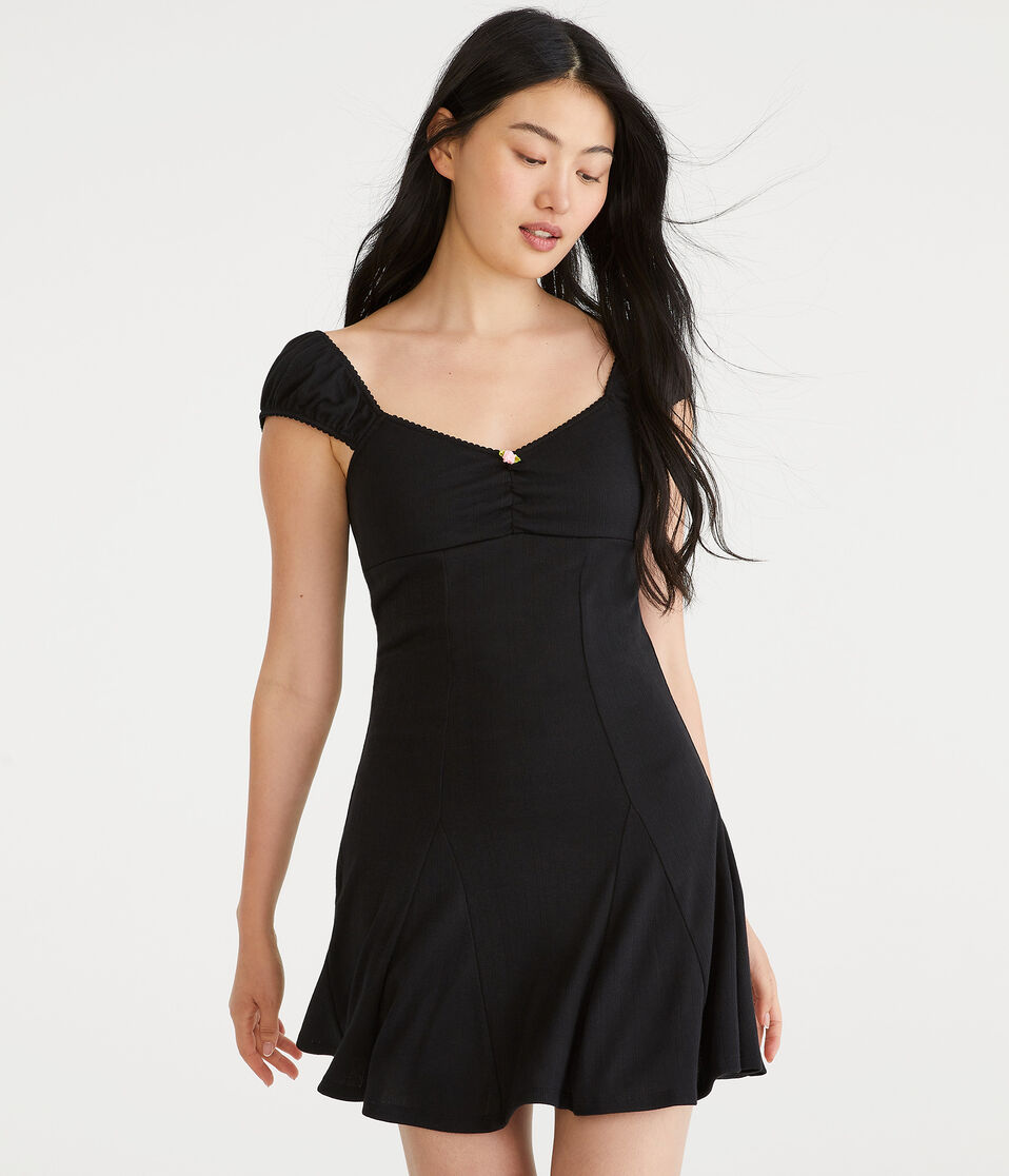 Solid Sweetheart Pointelle Fit & Flare Dress