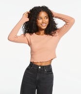 Long Sleeve Ribbed Cropped Shrunken Tee