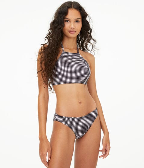 Gingham High-Neck Halter Bikini Top Gingham High-Neck Halter Bikini Top