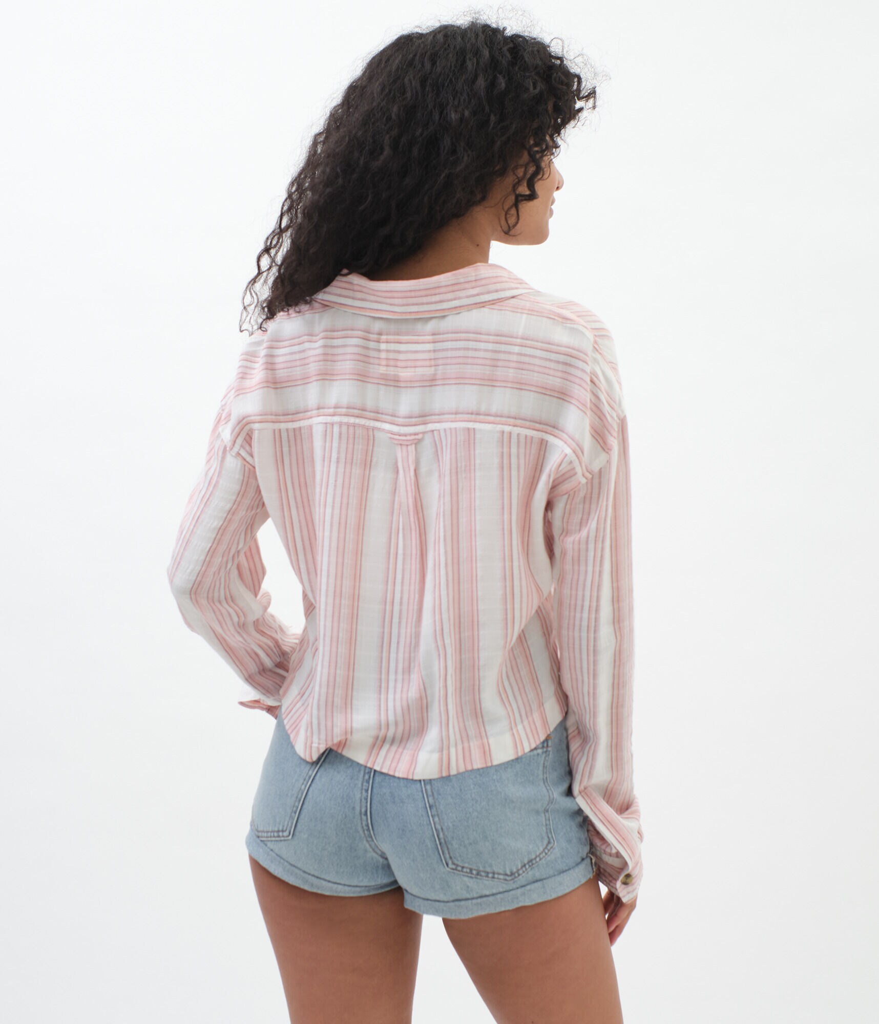 Long Sleeve Striped Button-Down Top