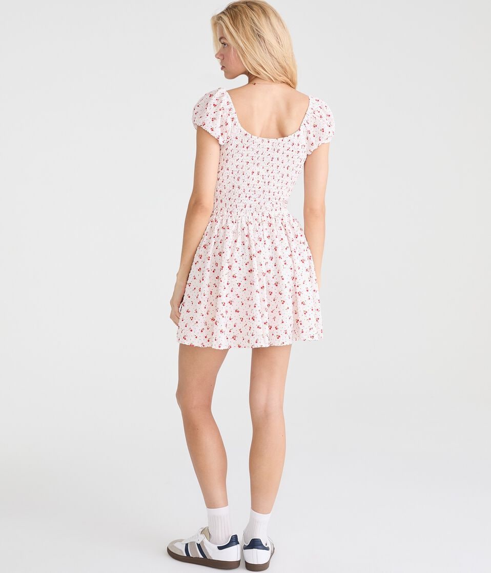 Aeropostale Womens' Cherry Print Square-Neck Drop-Waist Mini Dress - White - Size XS - Cotton - Teen Fashion & Clothing Aeropostale Womens' Cherry Print Square-Neck Drop-Waist Mini Dress - White - Size XS - Cotton - Teen Fashion & Clothing