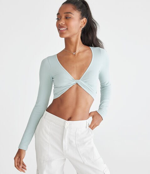 Long Sleeve Seamless Wear 3 Ways Crop Top