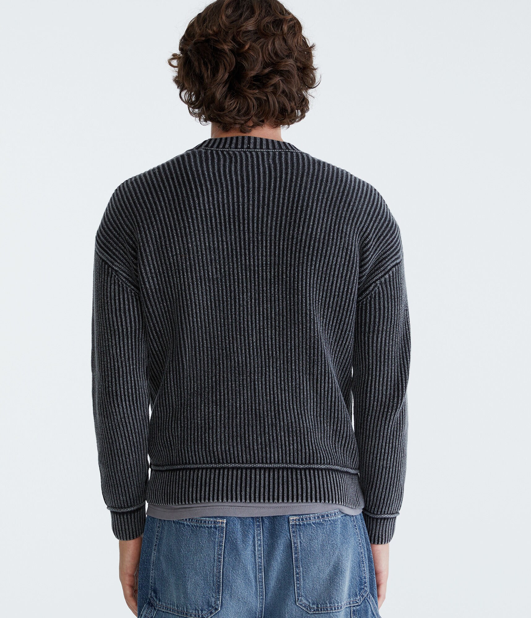 Solid Ribbed Crew Sweater