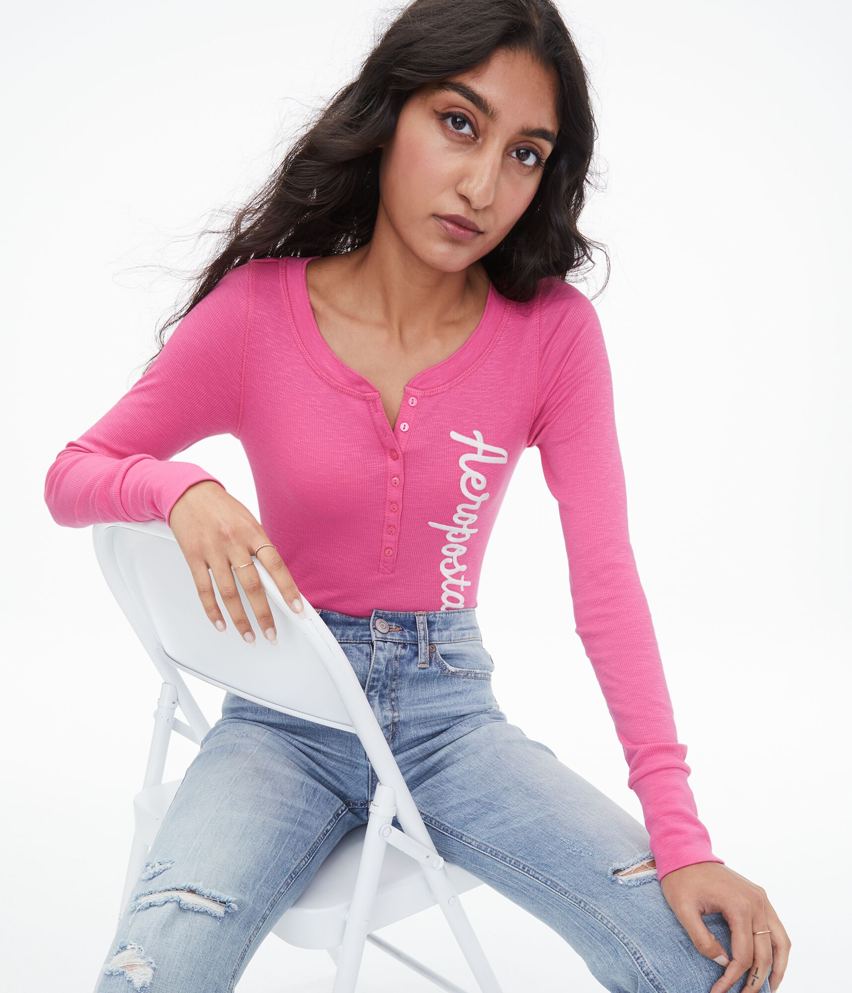 Vertical Aeropostale Graphic Henley