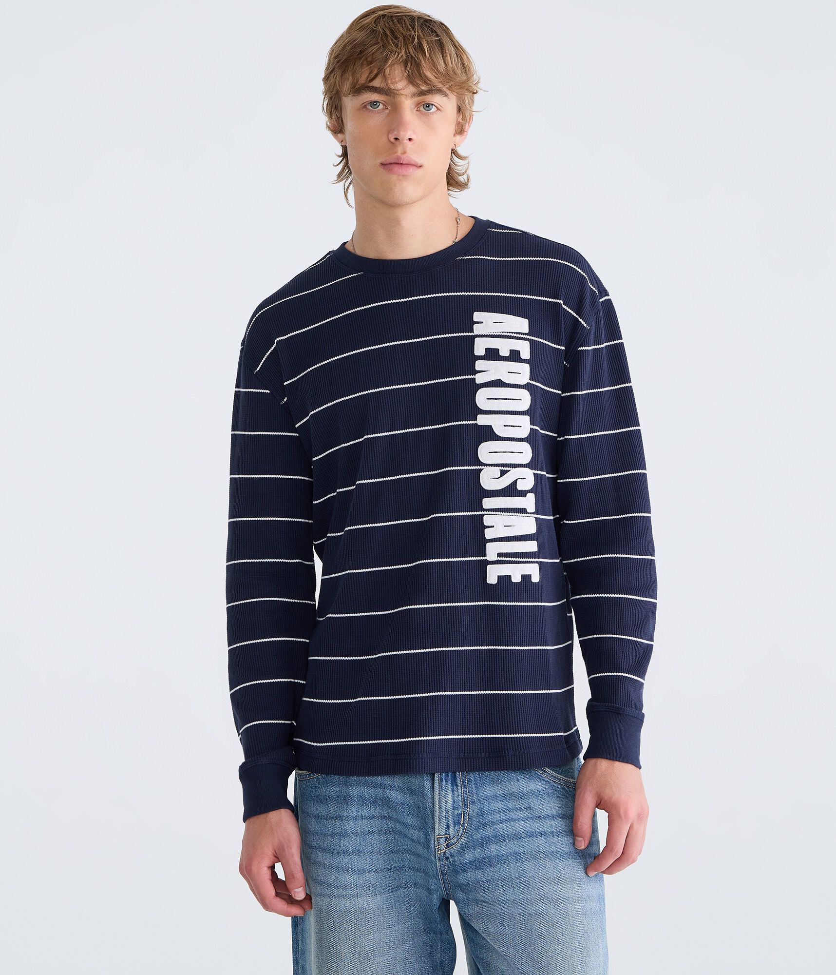 Long Sleeve Striped Aero Graphic Thermal Tee