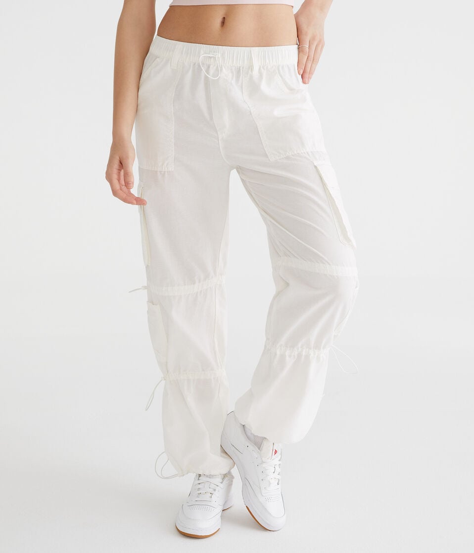Mid-Rise Cargo Parachute Pants