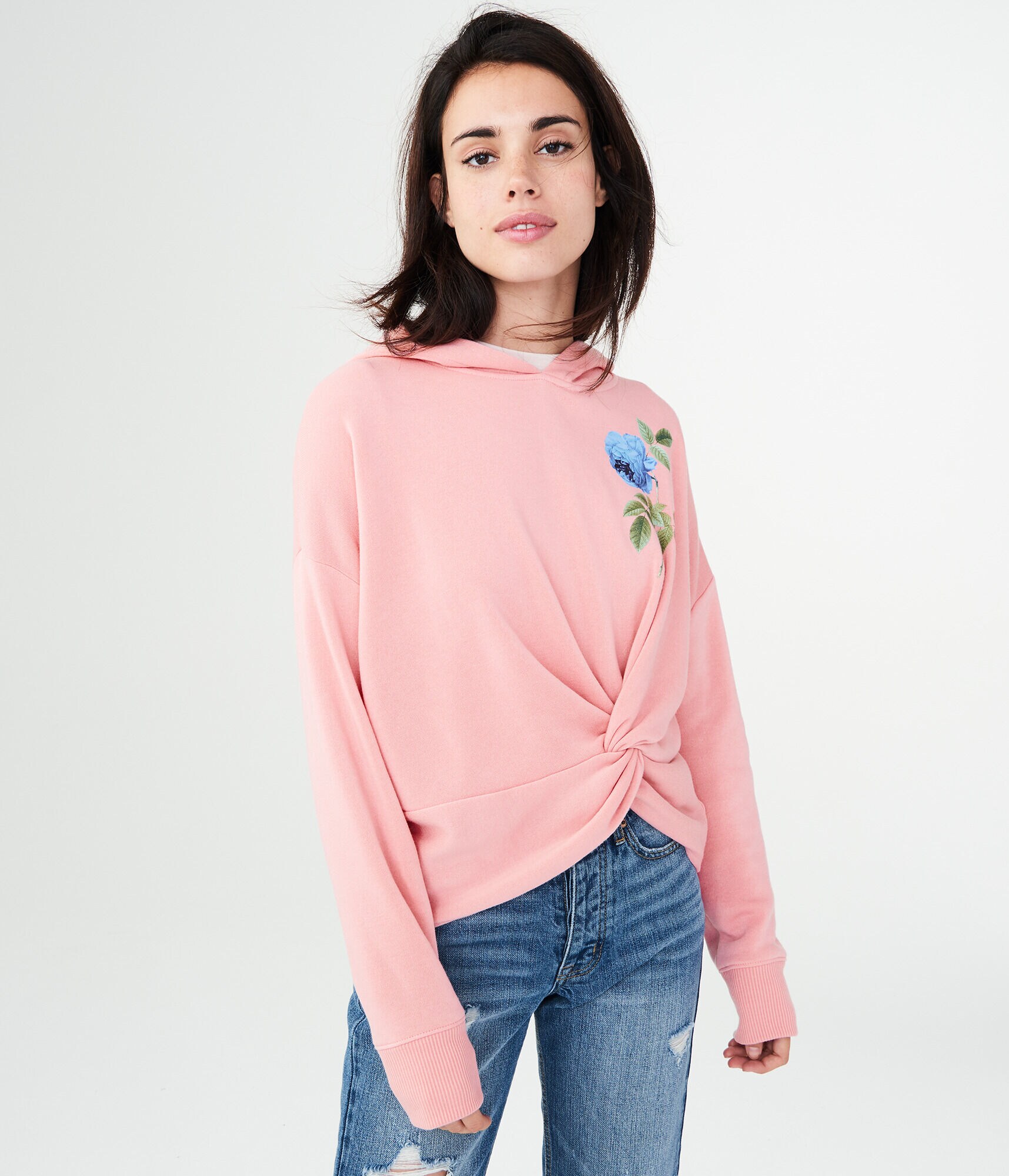 LLD Printed Flower Pullover Hoodie