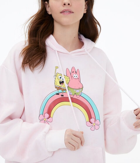 SpongeBob Rainbow Tie-Dye Oversized Pullover Hoodie