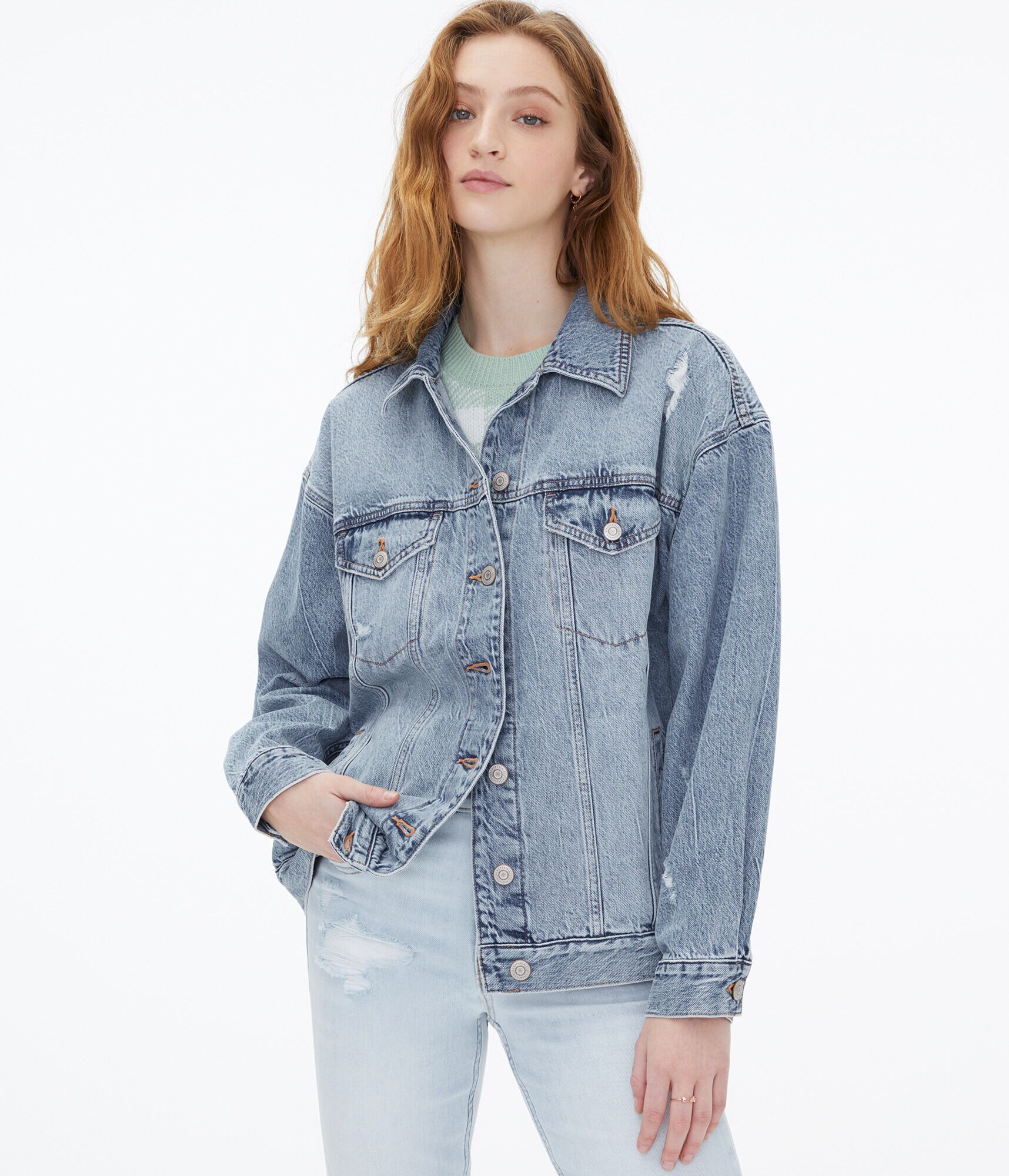 aeropostale white denim jacket