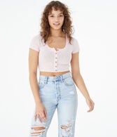 Button-Front Crop Top