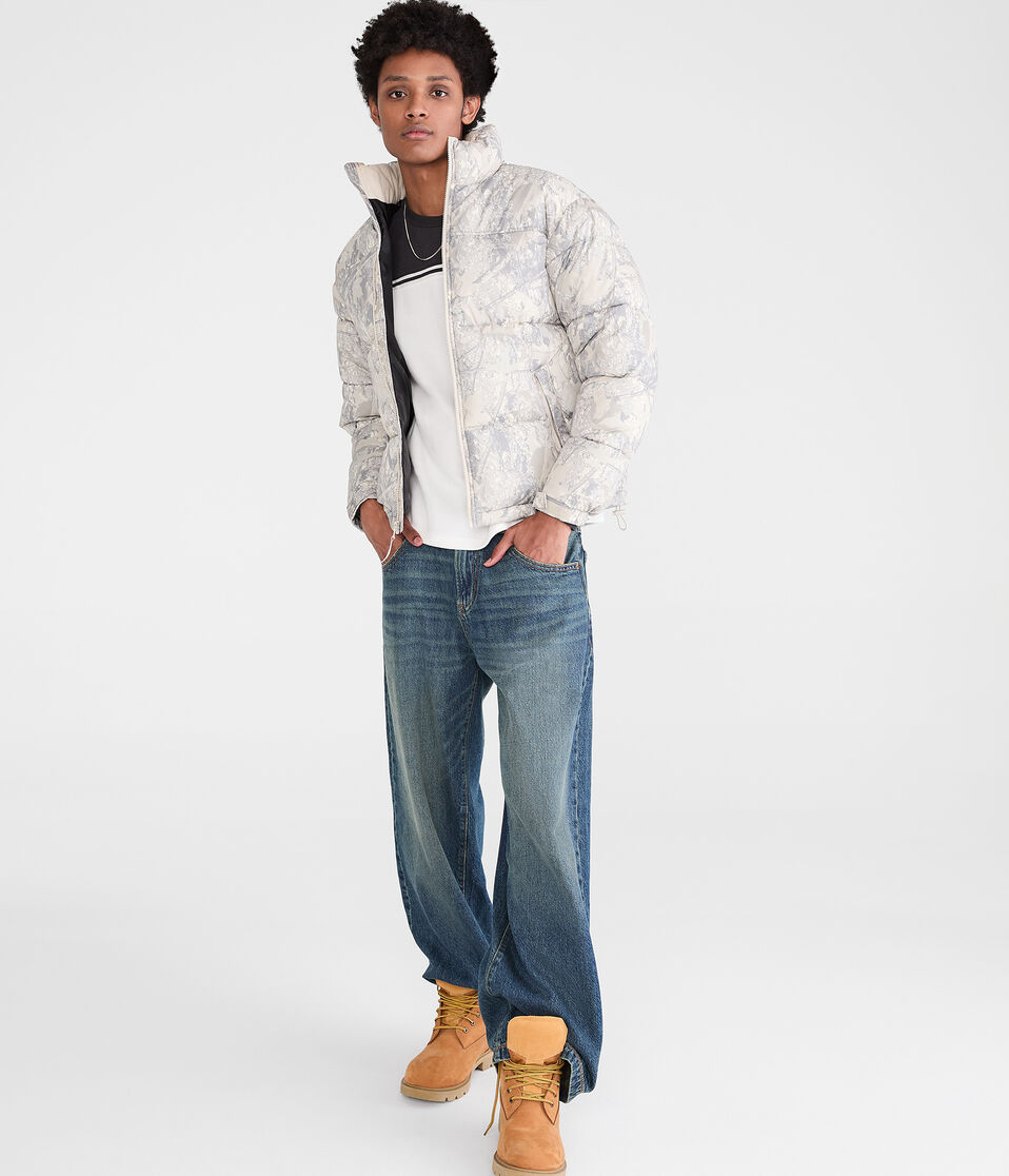 Forest Camo Heavyweight Mock-Neck Puffer Jacket