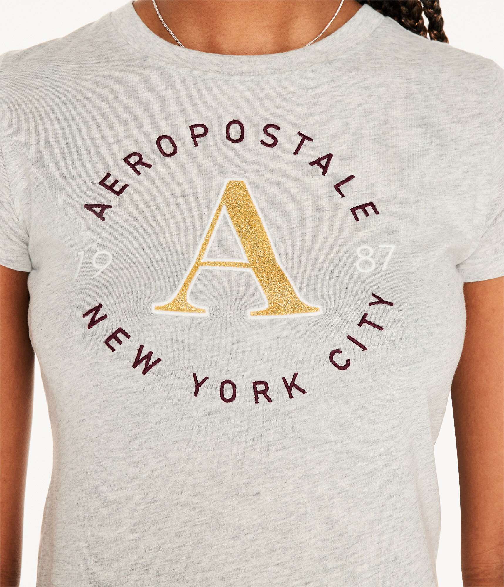 Aeropostale 1987 Circle Glitter Graphic Tee
