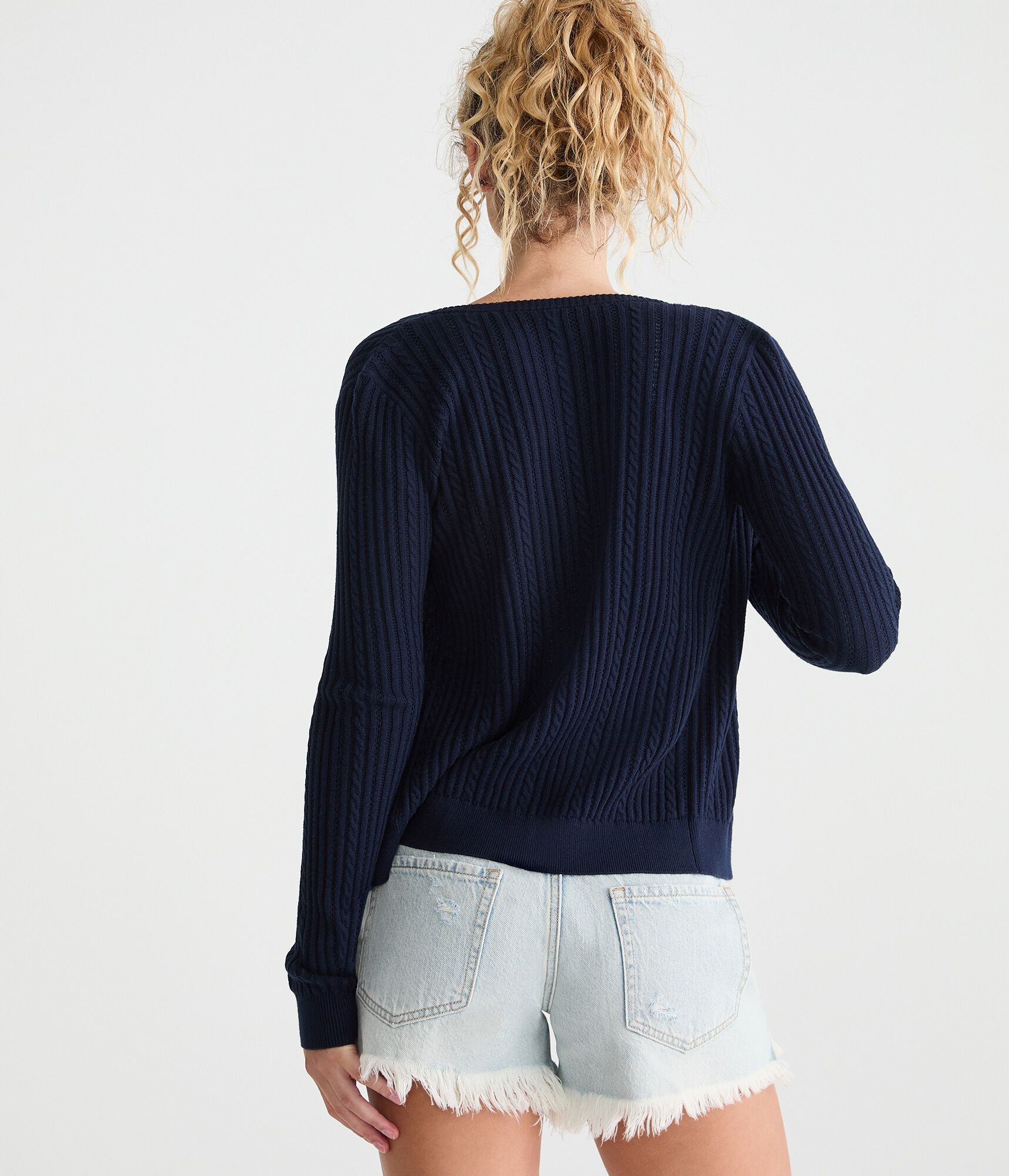 Ribbed Crew Cardigan