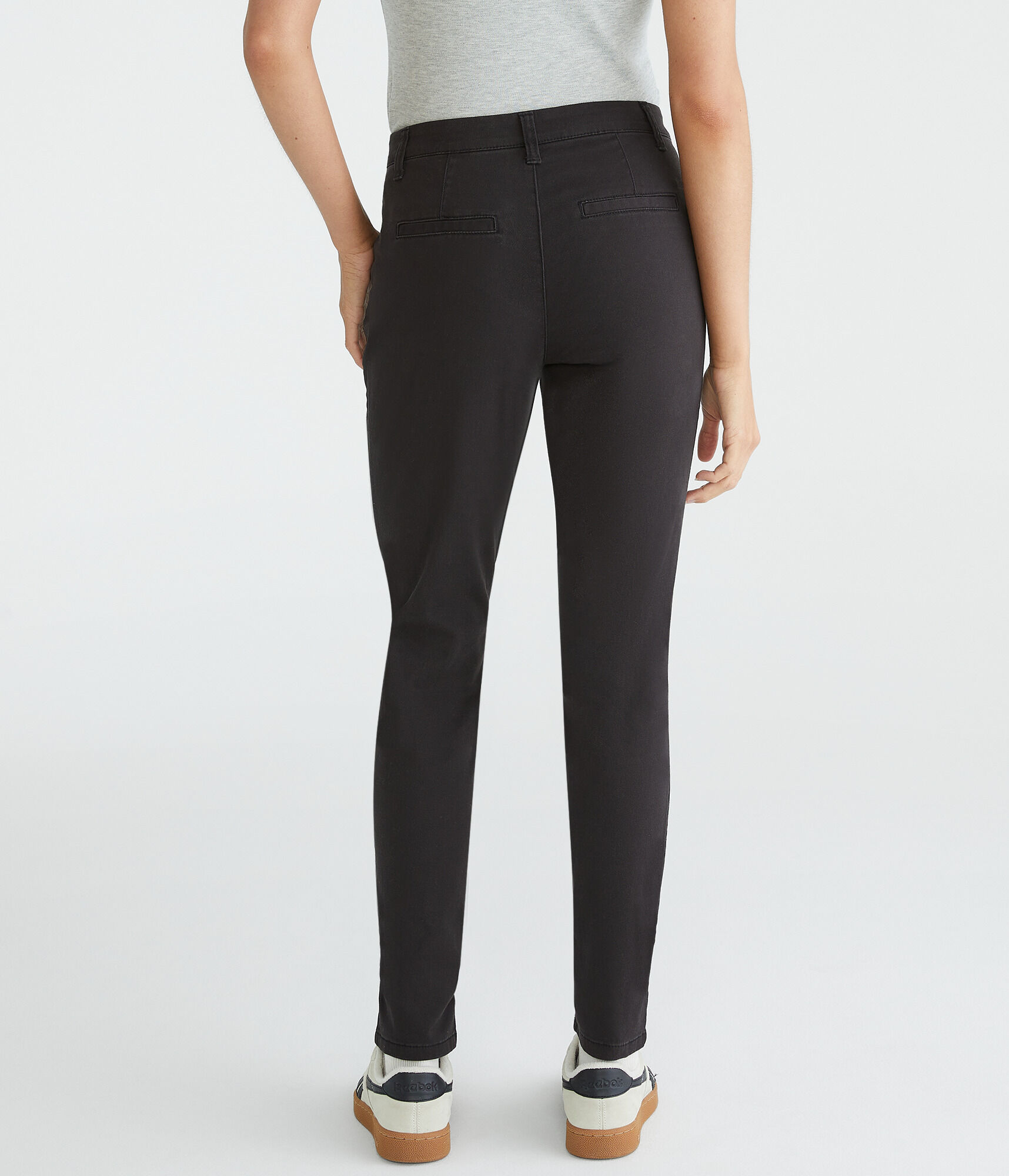High-Waisted Slim Twill Pants