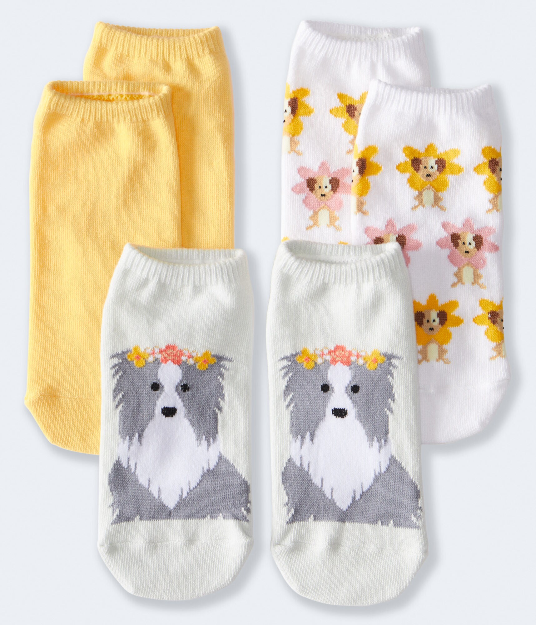Floral Collie Ankle Sock 3-Pack