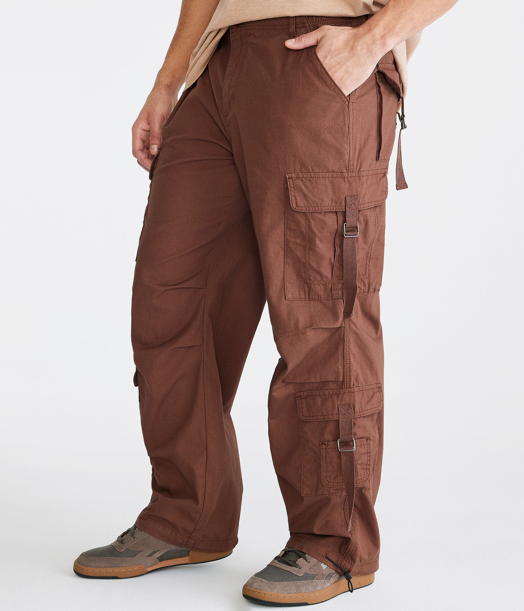Relaxed Strap-Pocket Cargo Pants