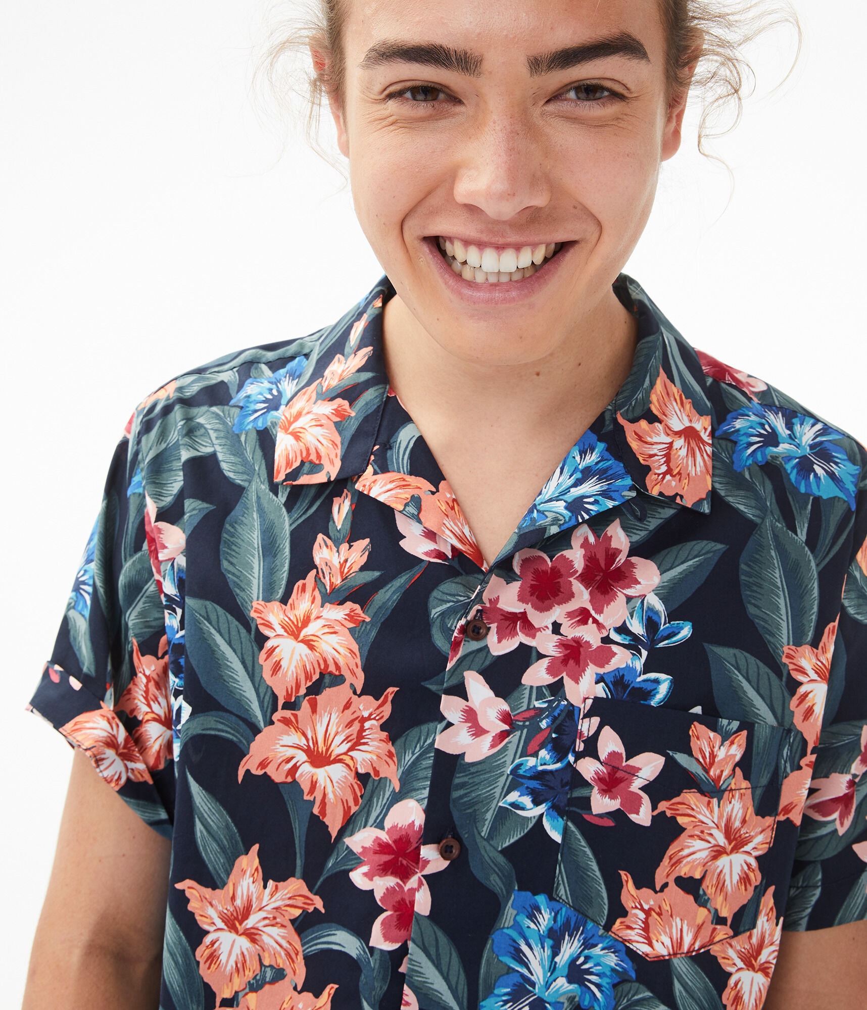 Rainforest Floral Button-Down Resort Shirt