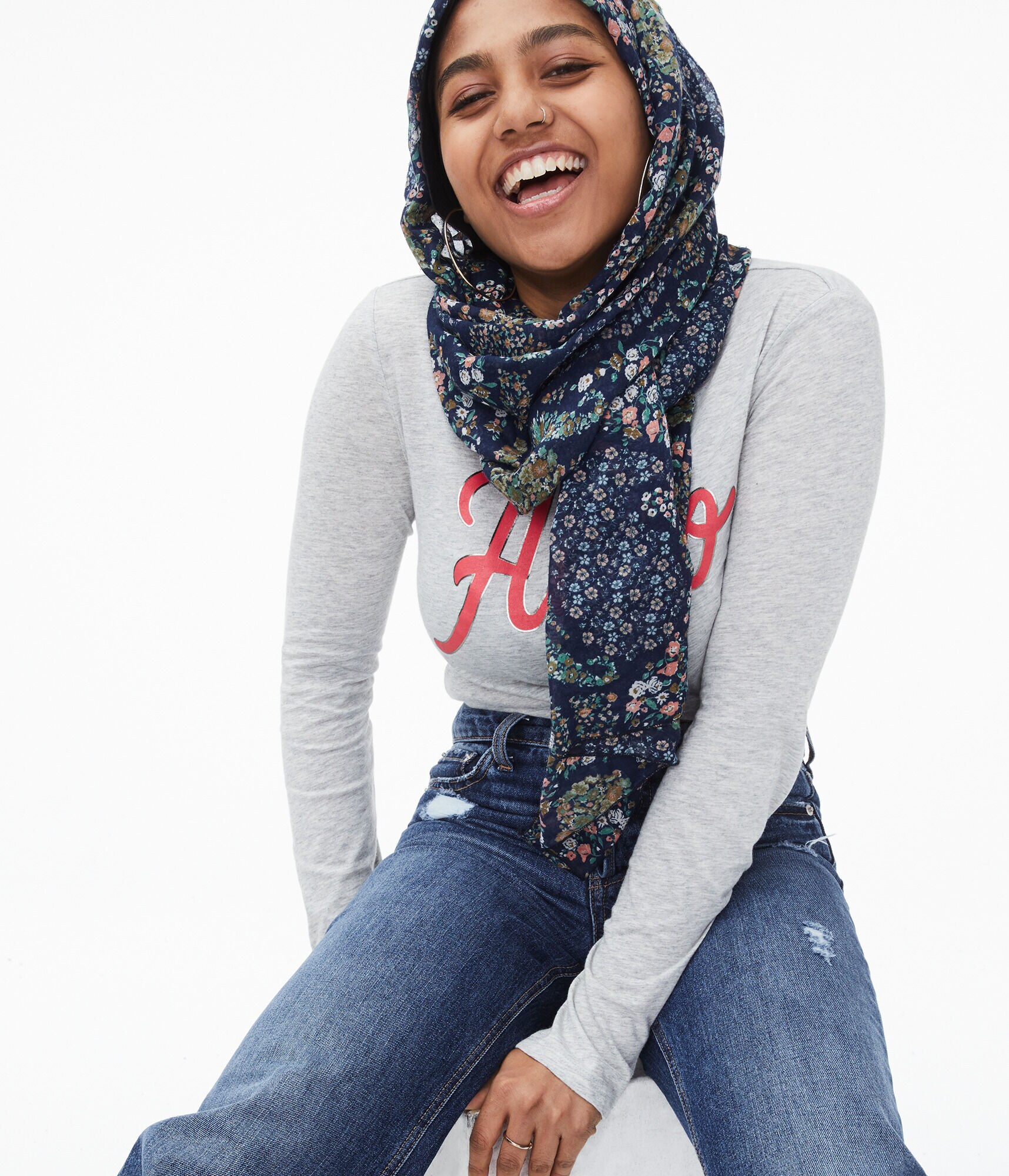 Long Sleeve Aero Script Graphic Tee***