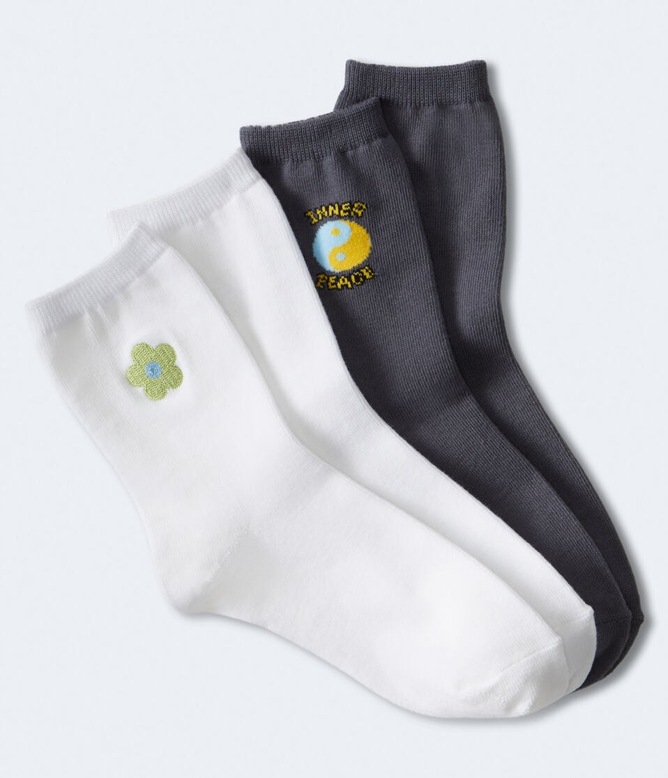 Yin Yang & Flower Crew Sock 2-Pack