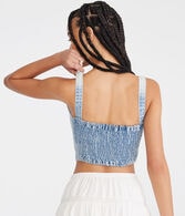 Denim Square-Neck Corset Tank