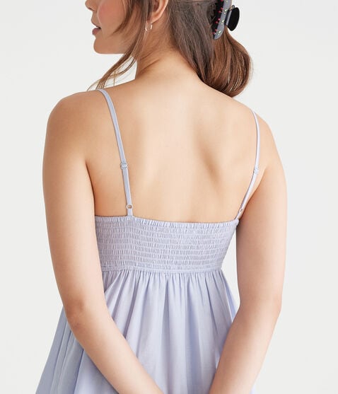 Solid V-Neck Lace-Trim Babydoll Dress Solid V-Neck Lace-Trim Babydoll Dress