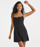 Solid Scoop-Neck Eyelet A-Line Dress