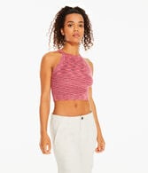 Space-Dye Cropped High-Neck Sweater Tank