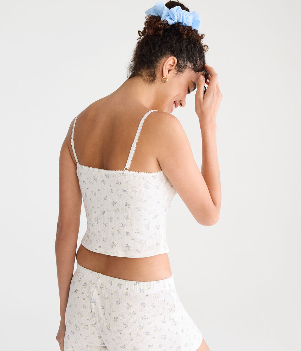 Floral Pointelle Henley Sleep Tank