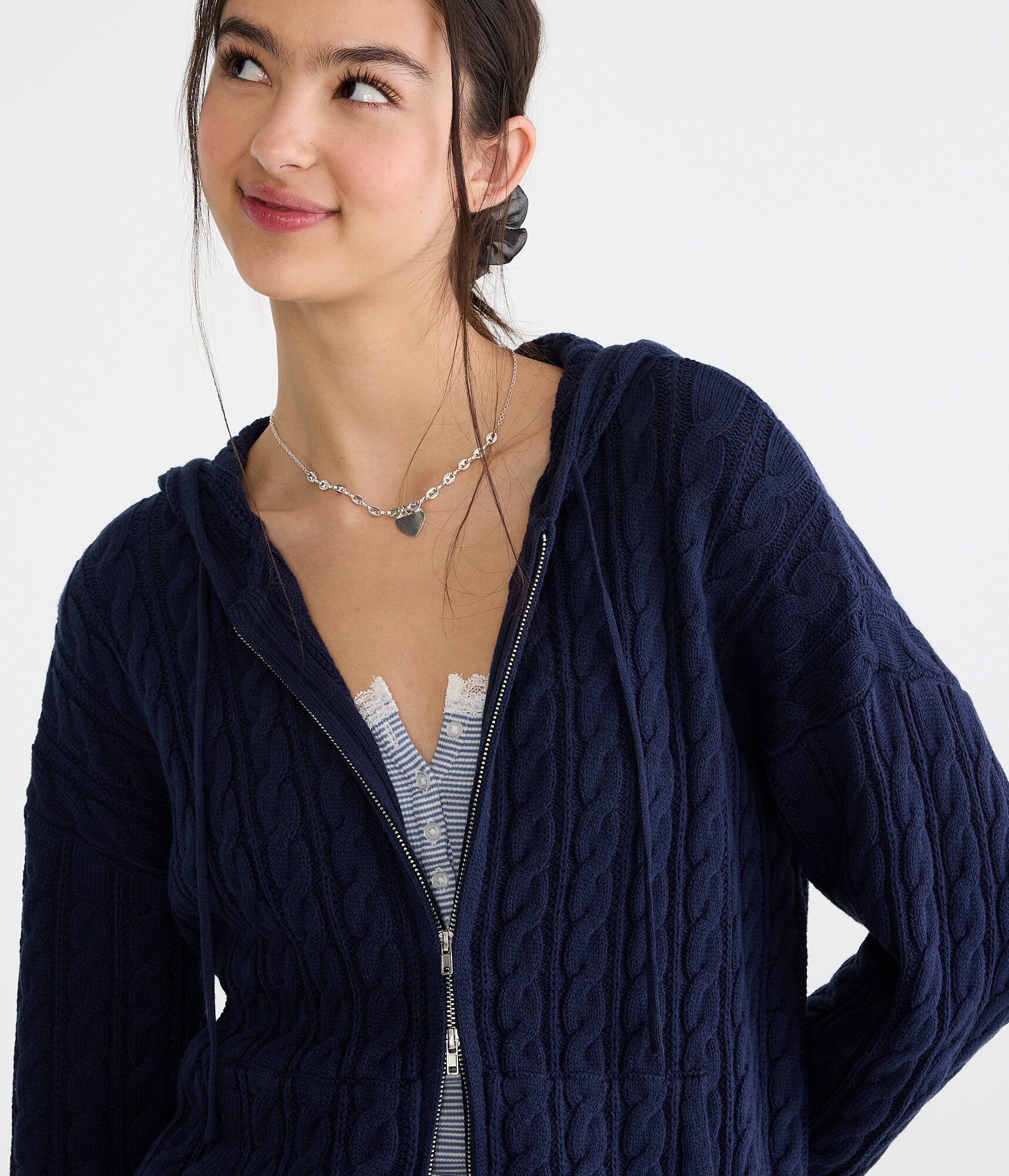 Cable Full-Zip Hooded Sweater