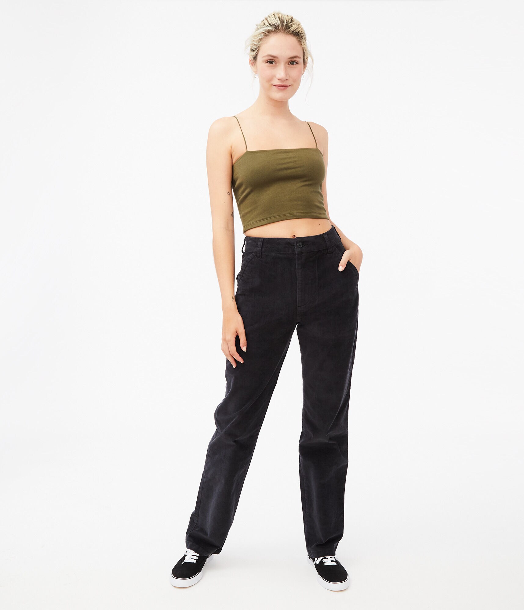 Slouchy High-Waisted Corduroy Pants