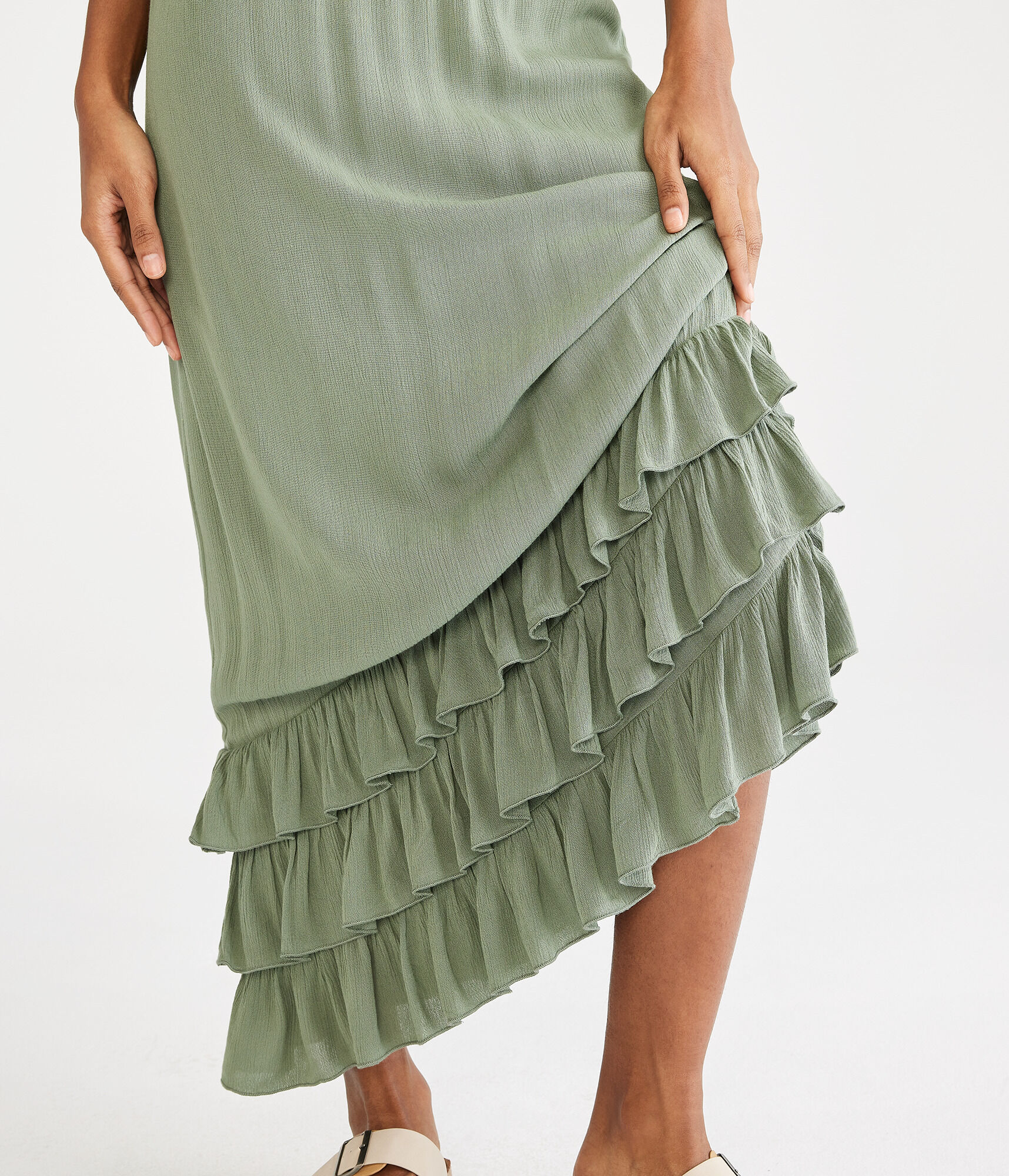【FLAREUP】Asymmetrical Draped Midi Skirt 7749_41cbb7411a_5023e99f106e4b