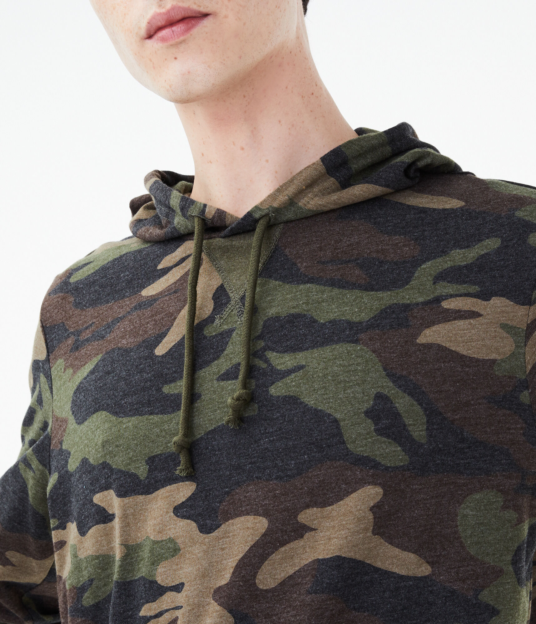 Long Sleeve Camo Hooded Tee