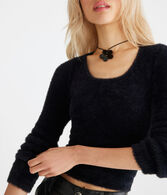 Bella Cropped Scoop-Neck Sweater