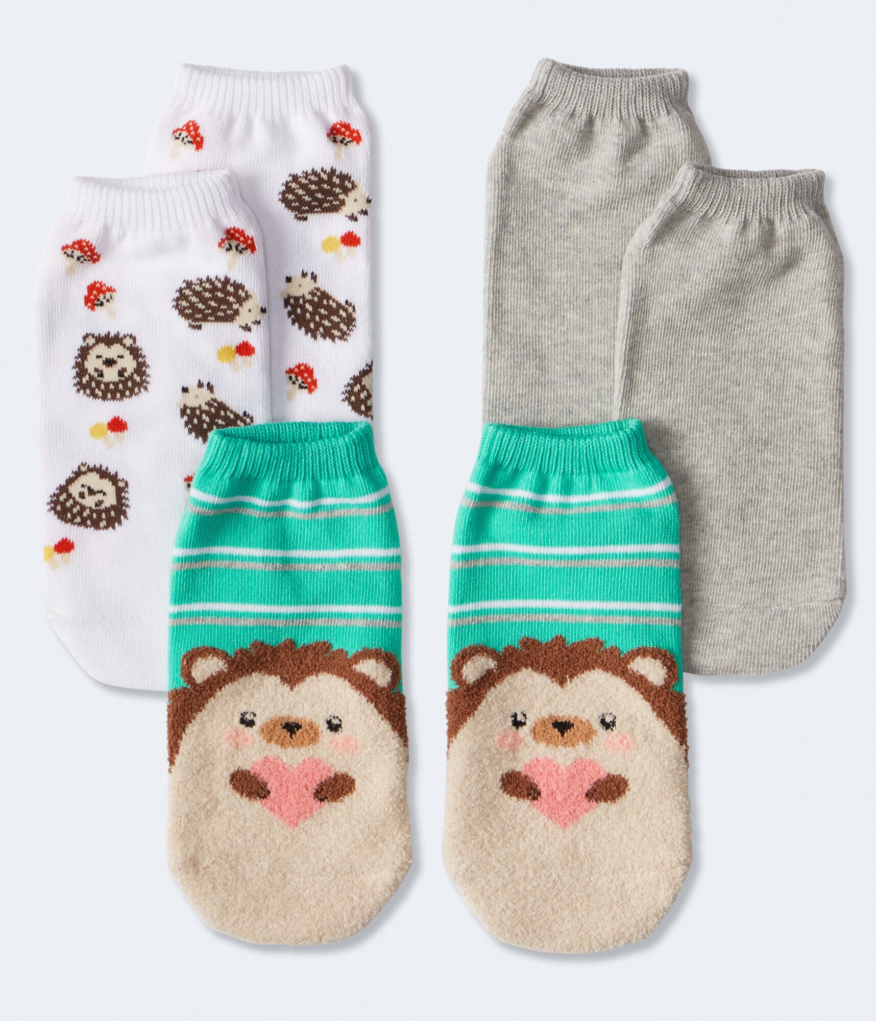 Fuzzy Hedgehog Ankle Sock 3-Pack