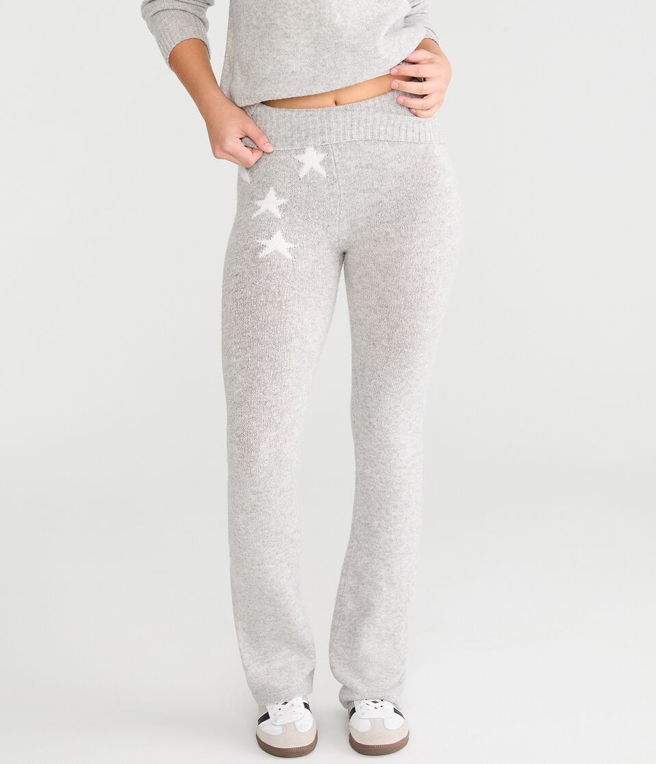 Stars Cozy Sweater Flare Leg Pants
