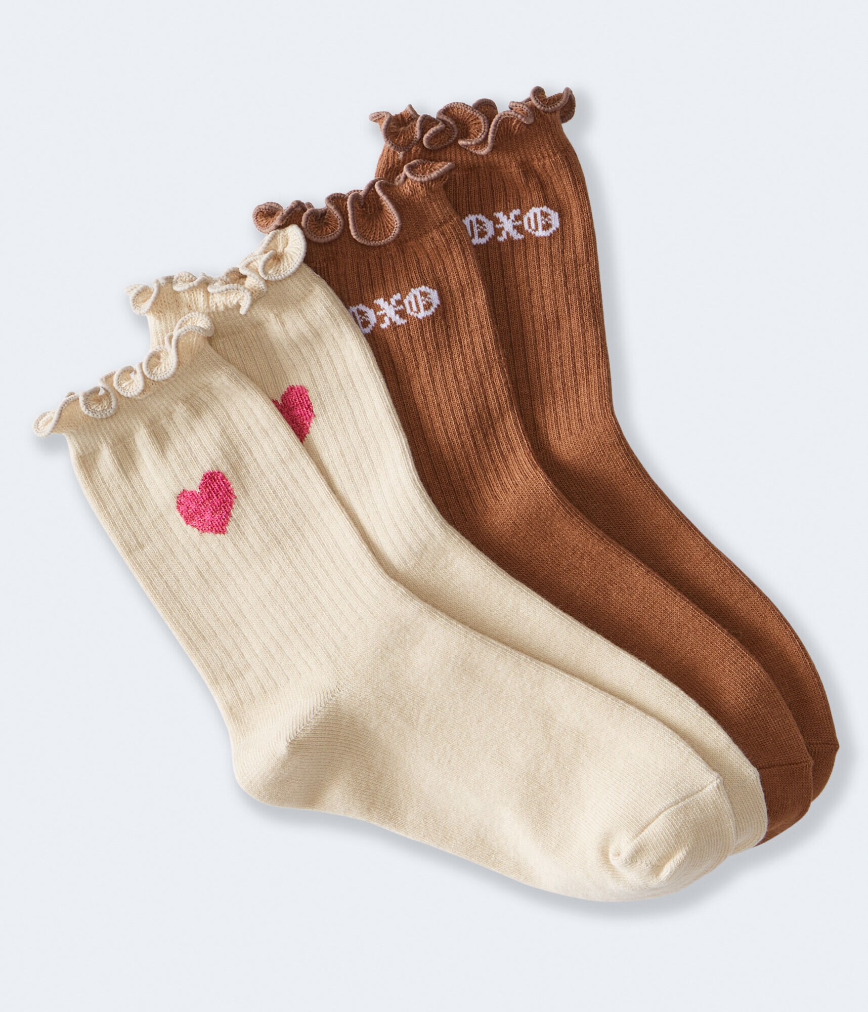 Heart &amp; XOXO Ruffled Crew Sock 2-Pack