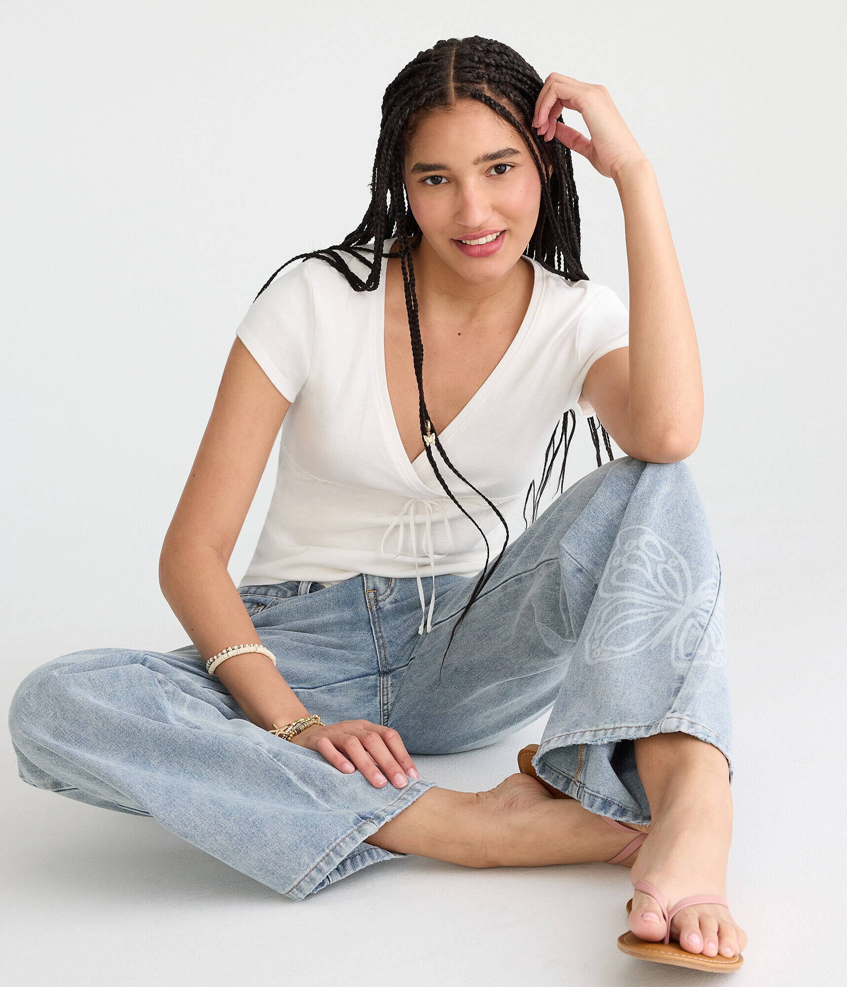 Seriously Soft Lace Crossover V-Neck Tee