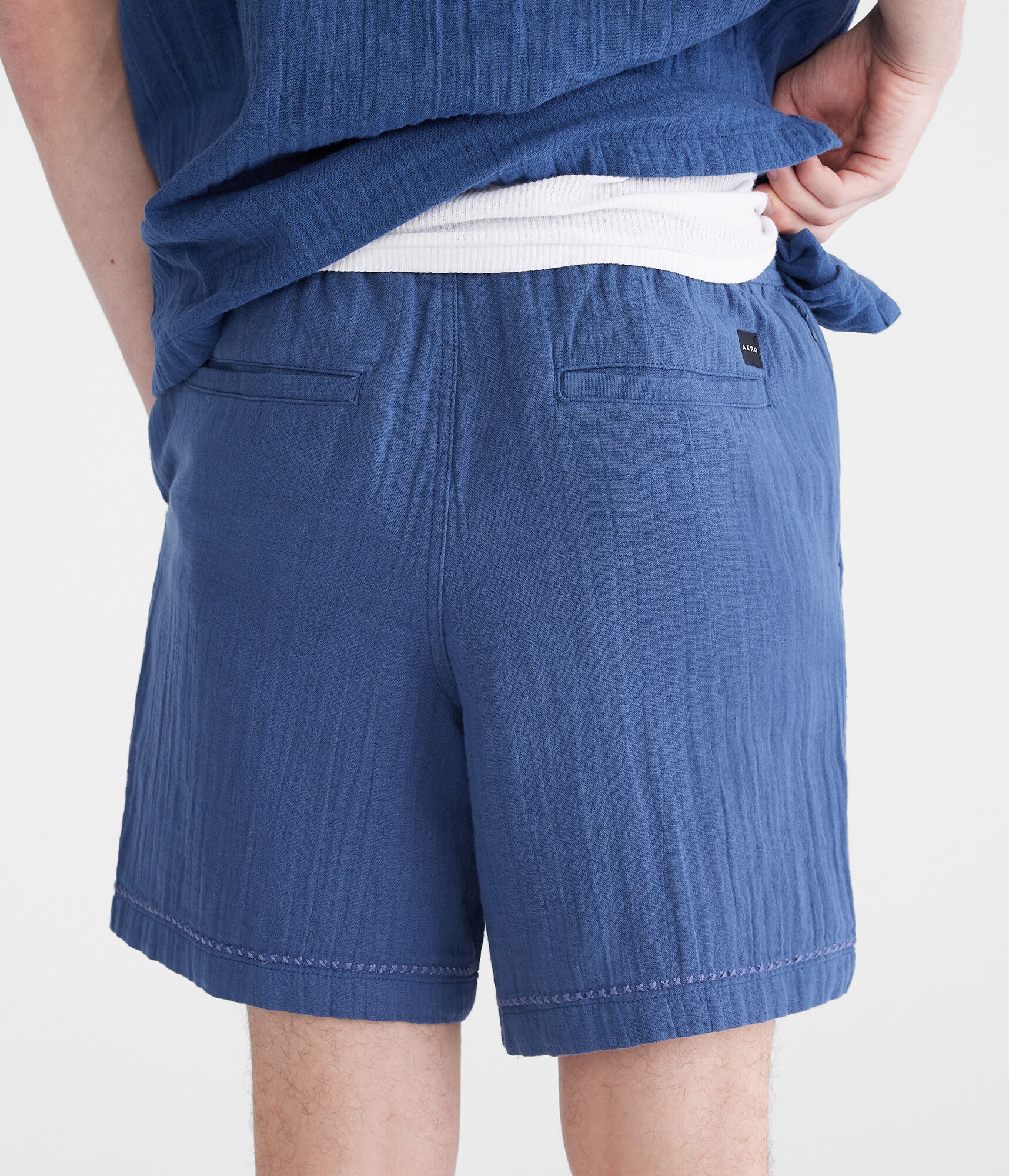 Stitched Floral Gauze All Day Jogger Shorts 7"