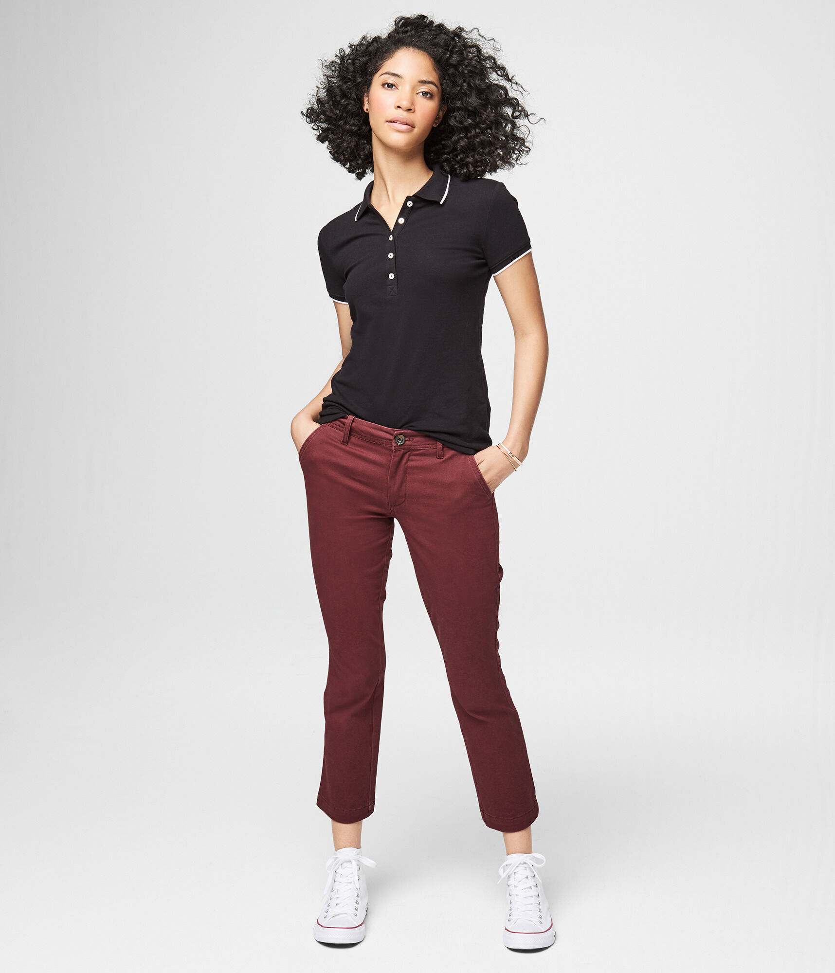 Skinny Kick Flare Crop Twill Pants