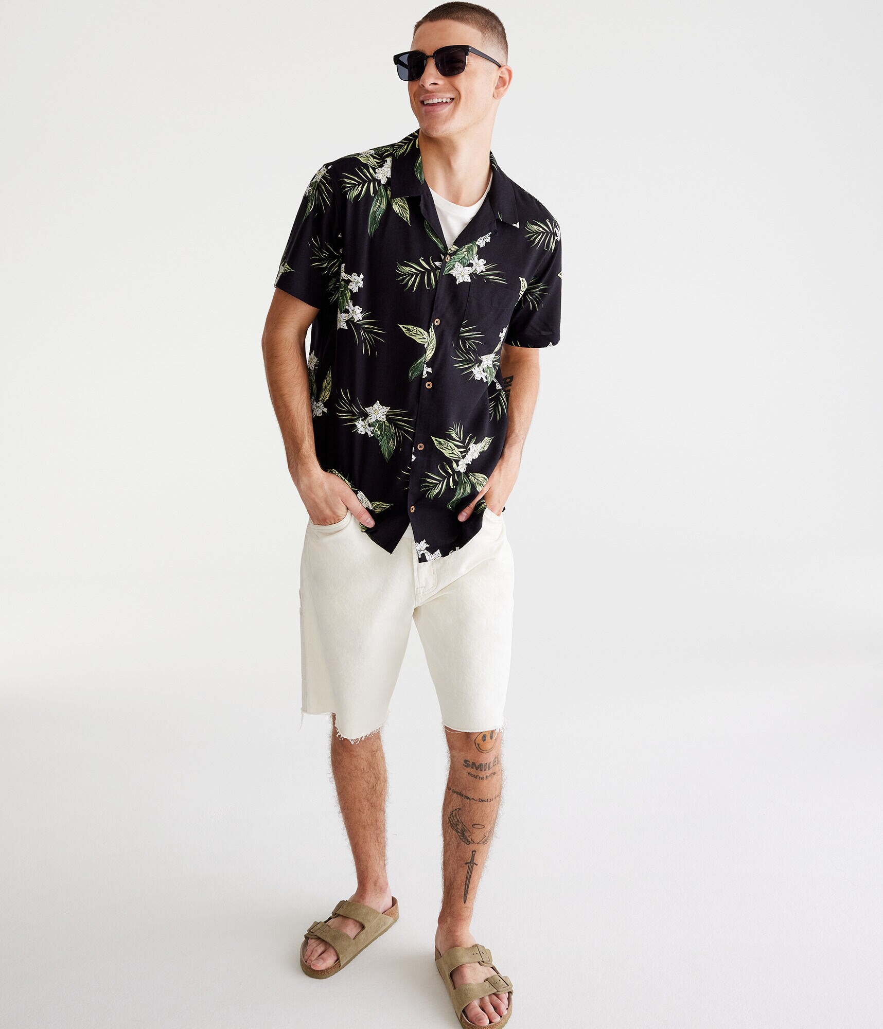 Tropical Print Camp Shirt
